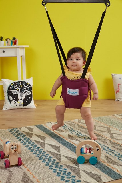 Baby Stuiterende Lente Flexibele Swing Met Riem En Veilig Moeder Producten Meisjes Jongens Kind Accessoires Loophulp: Paars