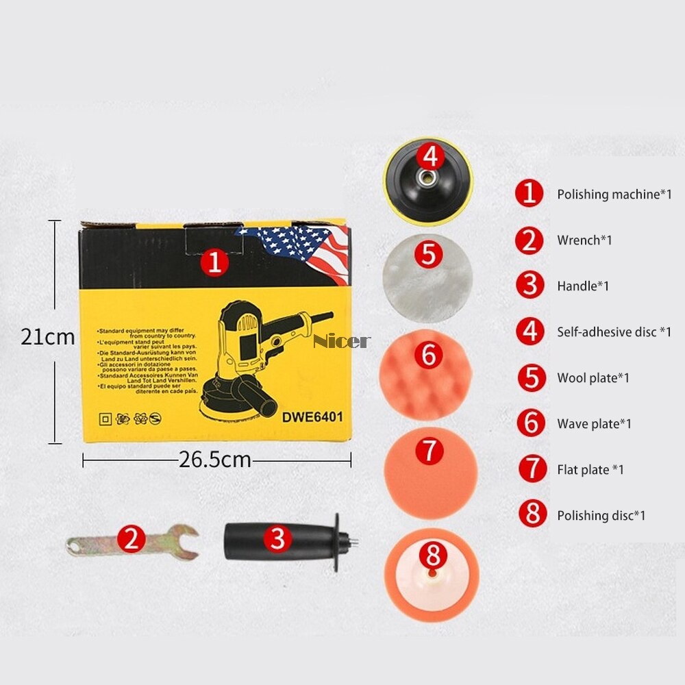 220V 3000rpm Electric Car Polisher Machine 700W Auto Polishing Machine Adjustable Speed Sanding Waxing Tools Car Accessories: Set 3