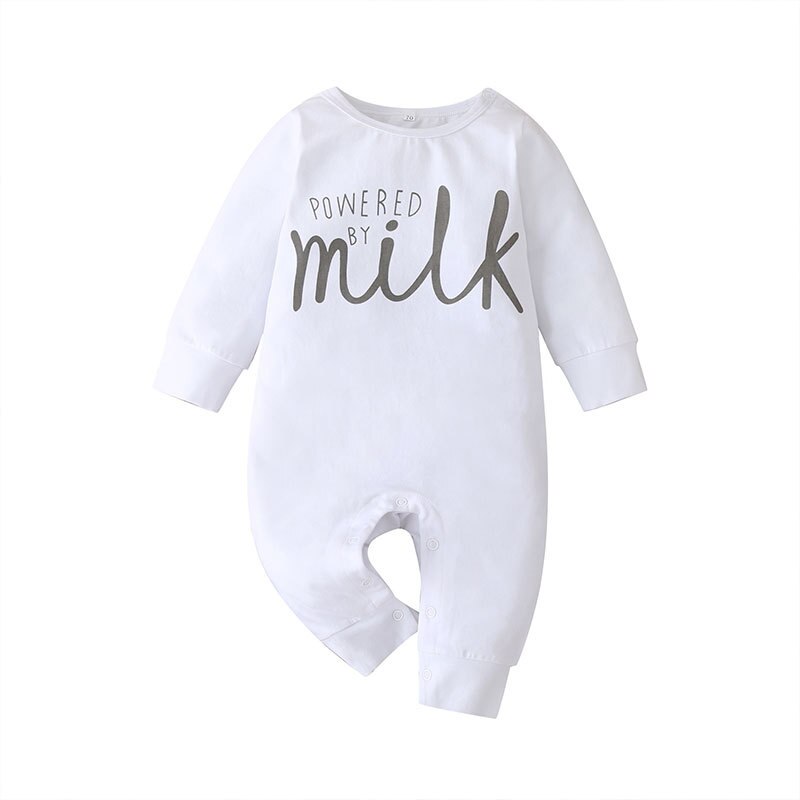 Baby Jumpsuits Letter Milk Print Infant Toddler Long Sleeve Romper Baby Clothes Autumn Spring Baby Boys Girls Jumpsuit