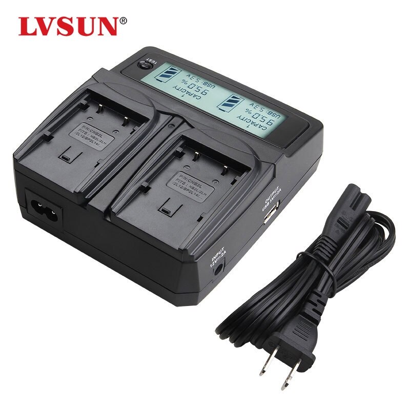 Lvsun camera batterij lp-e5 lpe5 lp e5 dual auto/ac charger met display voor canon eos 450d 500d 1000d kissx2 kissx3 kiss x2 X3