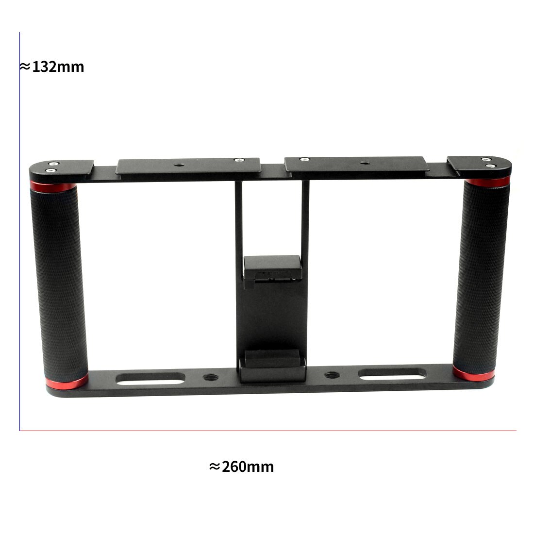 Vlog Video Camera Cage Rig Dual Handvat Grip Stabiele Beugel Voor Mic Licht Koud Shoe Mount Mobiele Telefoon Clip Voor filmmaken Vlog