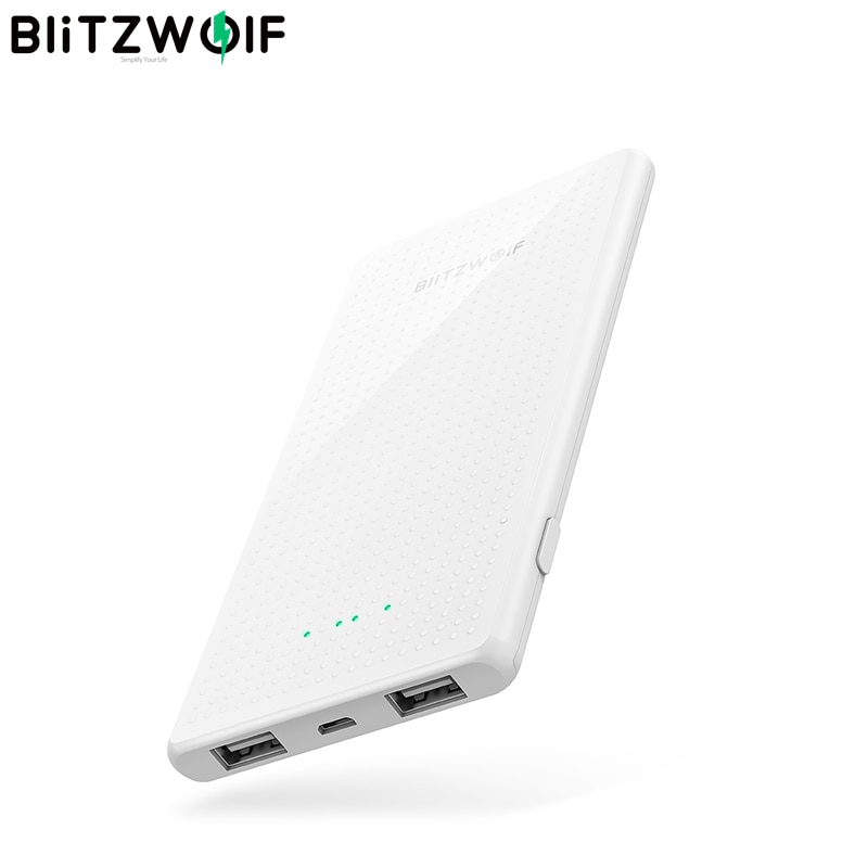 BlitzWolf BW-P7 5000mAh Schlanke USB Power Bank für iPhone 11 Pro X XS Max 8 Plus für Samsung s9/S9 + S8 Hinweis 9-Weiß