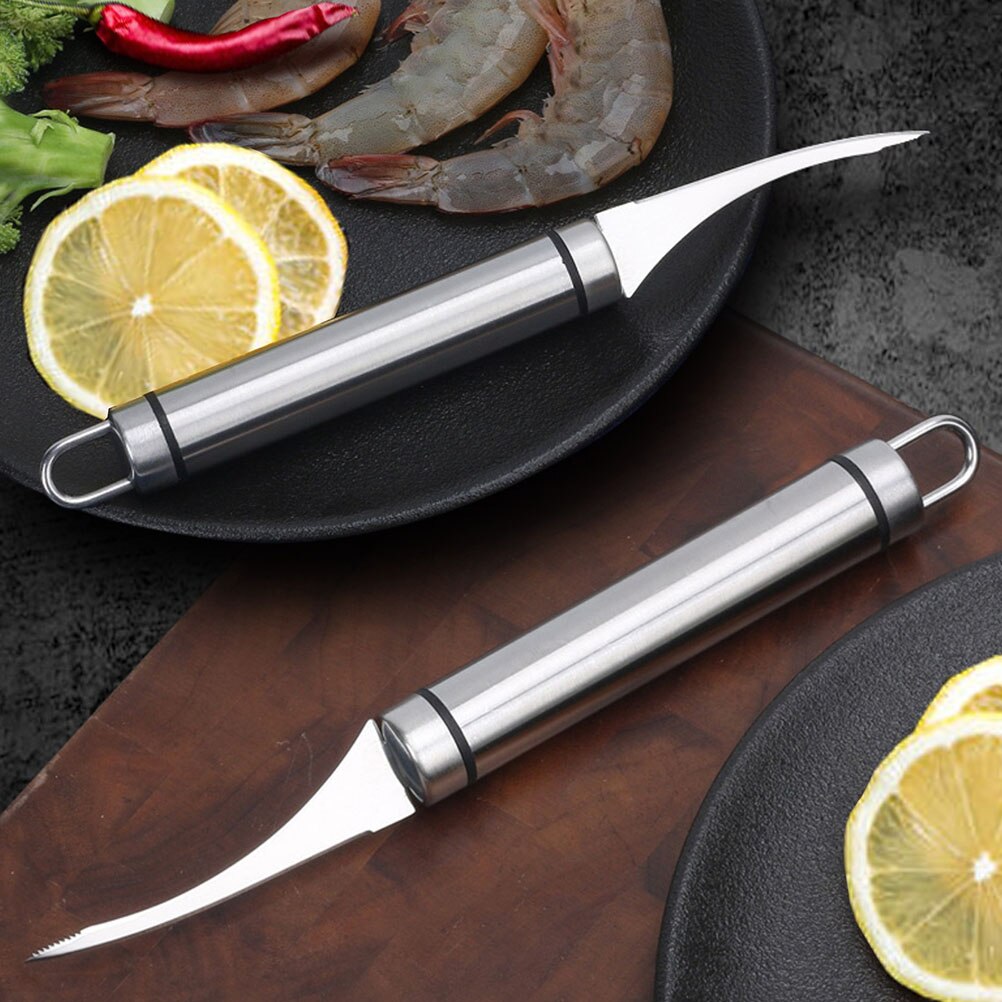 4Pcs Stainless Steel Shrimp Line Removal Tools Lobster Cleaning Peeler Shrimp Cutting Pry open Oysters Shellfish Seafood Tools