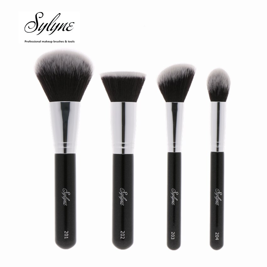 Sylyne Make-Up Kwasten 4 Stuks Professionele Make-Up Borstel Set Klassieke Zwart Handvat Gezicht Make Up Borstels Kit Tools.