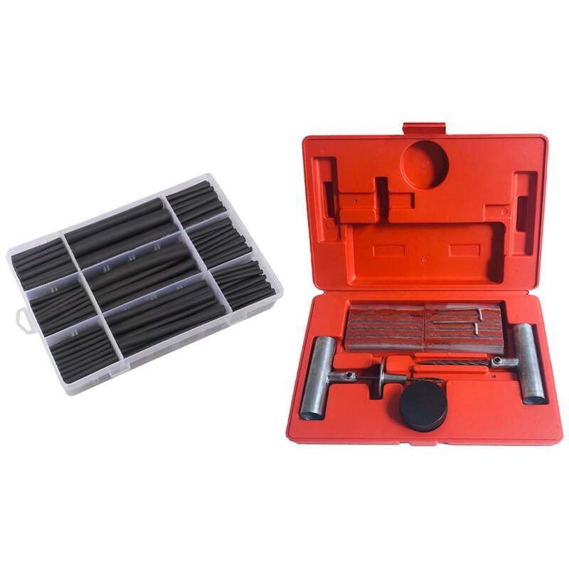 280 Pcs Car Amplifier Heat-Shrink Tubing 3:1 Dual Wall Adhesive Heat Shrink Tubing with 56Pc Tire Repair Kit
