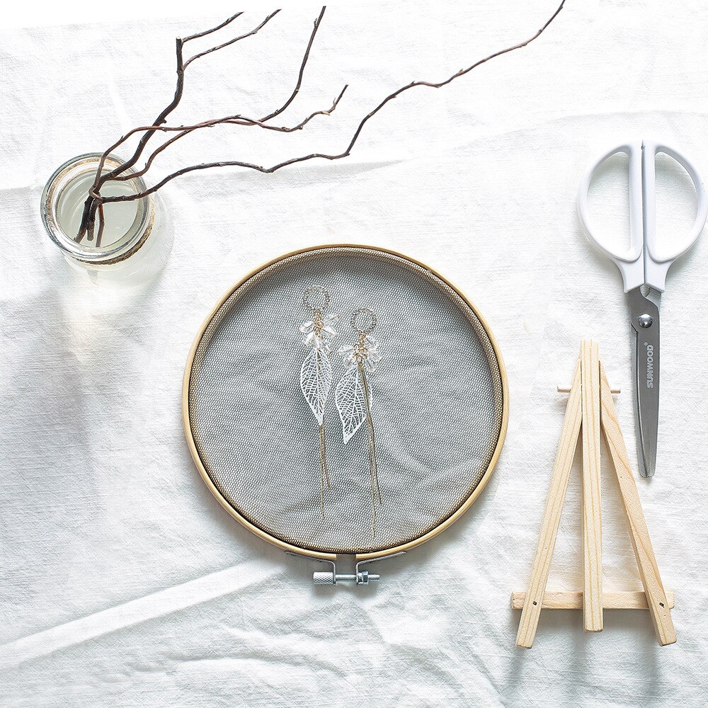 Perle fil disque bambou broderie Stretch bijoux cadre d'affichage tenture murale maison Textiles décor jardin