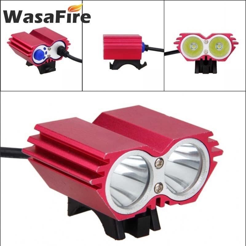 WasaFire 7000lm 2 * XM-T6 LED Fietslicht Bike Front Light Fietsen Hoofd Lamp 4 Modes MTB Koplamp + 18650 Batterij + Lader