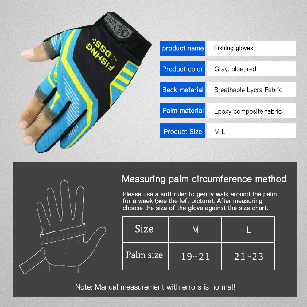 Guantes de pesca con corte de tres dedos para hombre, herramienta antideslizante, guantes para pesca al aire libre, guante de elasticidad, accesorios de pesca, buscador de peces
