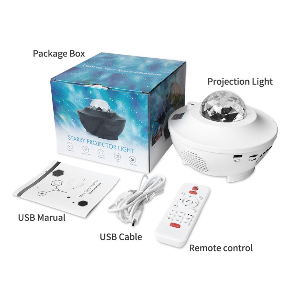 Romantische Kleurrijke Sterrenhemel Oceaan Projector Lightful Licht Afstandsbediening Led Projectie Lamp Met Bluetooth Muziek Luidspreker # G2