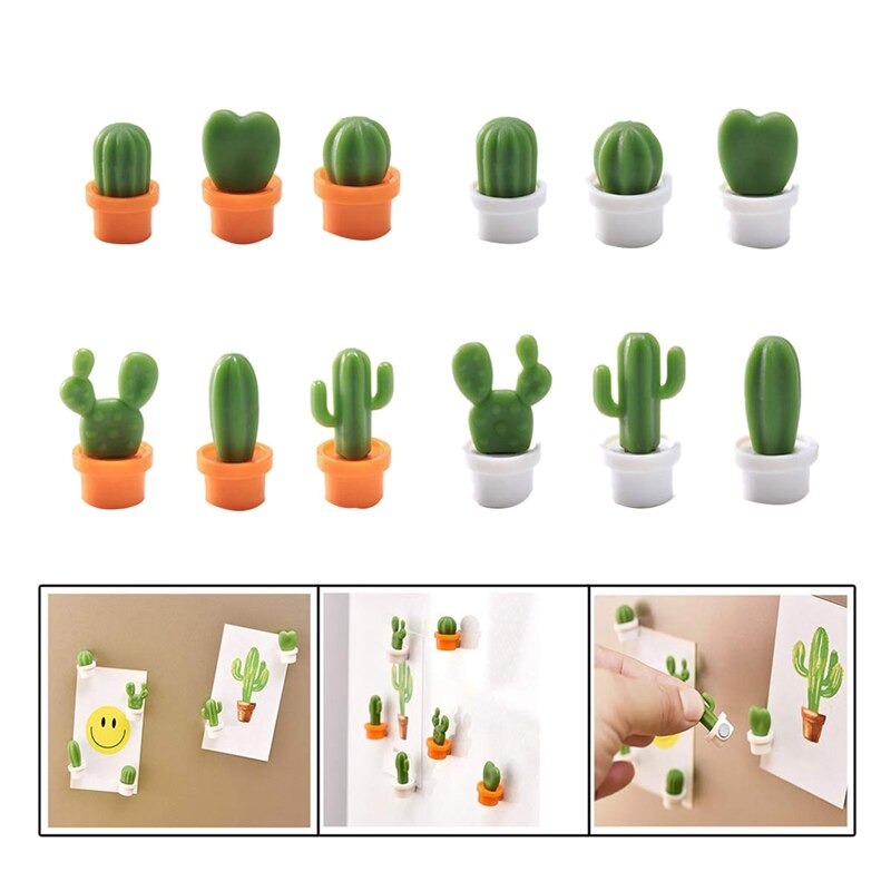 12 Stuks Leuke Cactus Koelkast Magneten, Decoratieve Koelkast Magneet Locker Magneet, Droge Wissen Boord Magneet, perfect Koelkast Magneten Voor