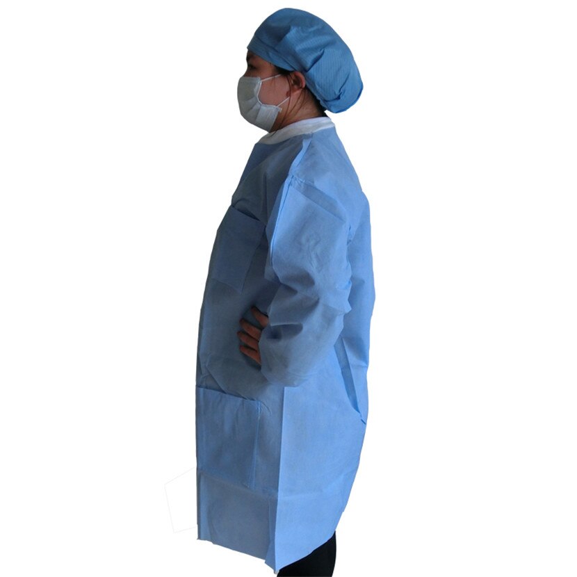 Engangskjoler engangs lab coat arbejdstøj sms nonwoven stof renrum blå støvtæt beskyttende arbejdsdragt