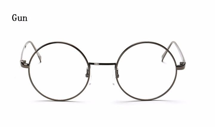 Oversized Korean Round Glasses Frame With Clear Lens, Unisex Retro Gold Rim Eyeglass Optic Frame Vintage Spectacles: Gray