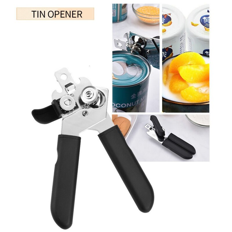 Manual Can Opener, Stainless Steel Can Opener，Tin Openers，Jar Bottle Opener Circular Non-Slip ，Food-Safe Anti-Slip Hand Grip