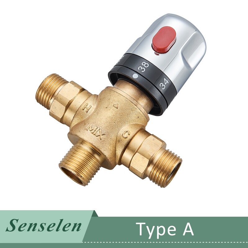 Thermostatic Mixing Valve Brass Standard 1/2 Temperature Control Shower Faucet Valve Thermostat for Bathroom Kitchen Faucet: WHITE