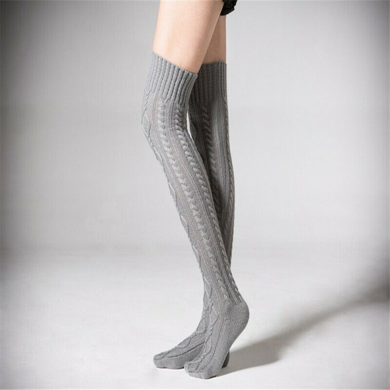 Kvinner varm hekle strikket over kneet legging varmestrømper lange tights lårstrømper