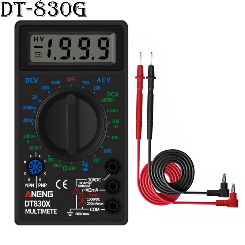 LCD Digital Multimeter M1 A830L Portable Multimeters Handheld Tester Intelligent Ammeter Voltmeter Ohmmeter With Test Lead: F