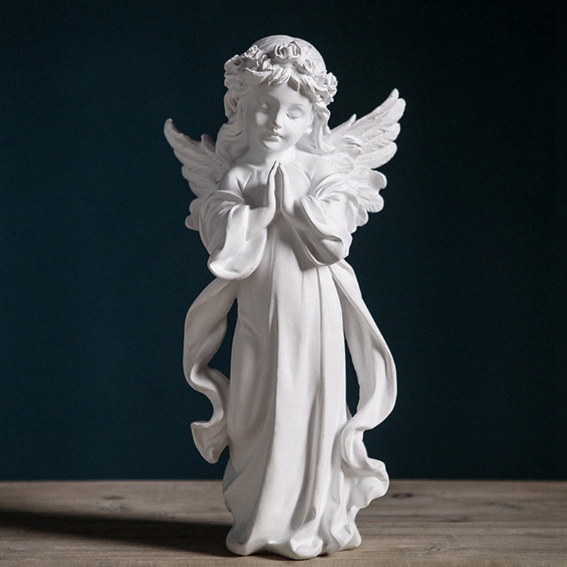 Figurines de fée en résine blanche Vintage, statue de fille ange créative nordique, décoration d&#39;intérieur de bureau pour la maison,