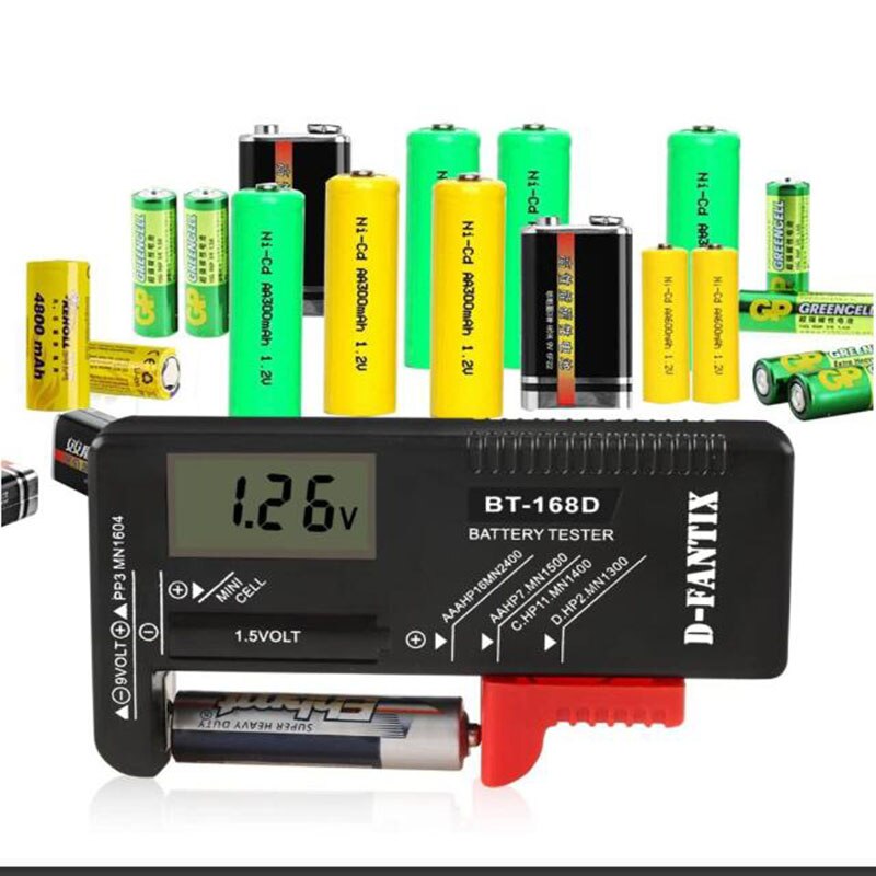 Multifunction Digital Battery Tester Battery Checker for AA AAA C D 9V 1.5V Button Cell Batteries BT-168D