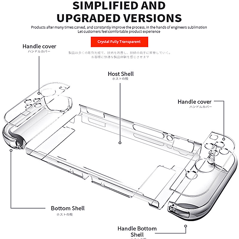 Outmx 6 In 1 Afneembare Crystal Pc Transparante Case Voor Schakelaar Ns Nx Gevallen Hard Clear Cover Shell Coque ultra Dunne Tas