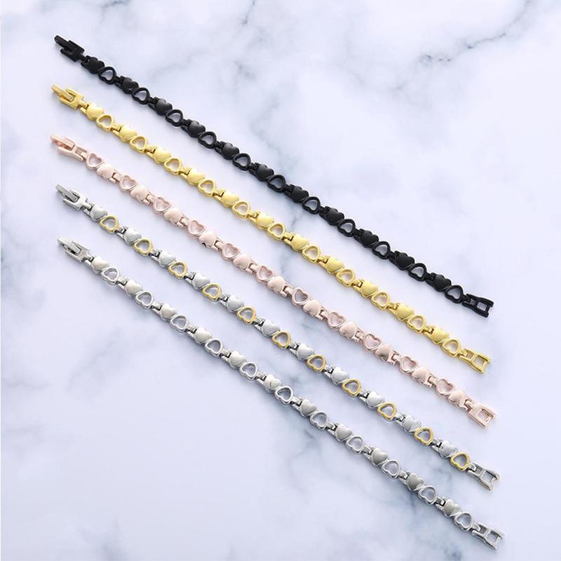 Pulsera magnética de acero y titanio con forma de corazón hueco para mujer de 20CM * 7MM, pulsera magnética moderna de acero inoxidable con forma de corazón