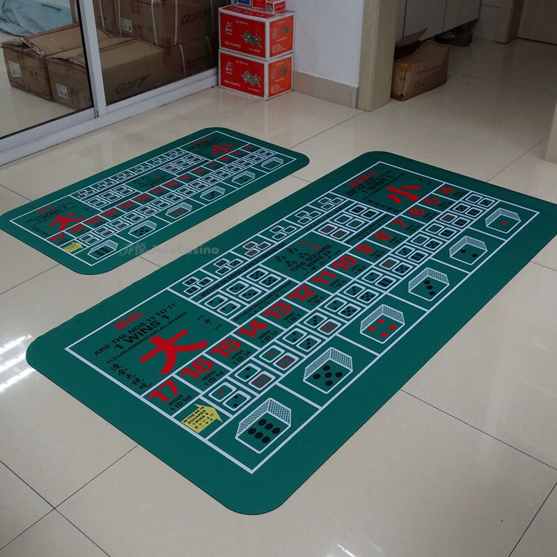 Sic Bo Rubber Mat Dice Game Layout Table Top Digital printing Suede Casino Layout with Carrying Bag