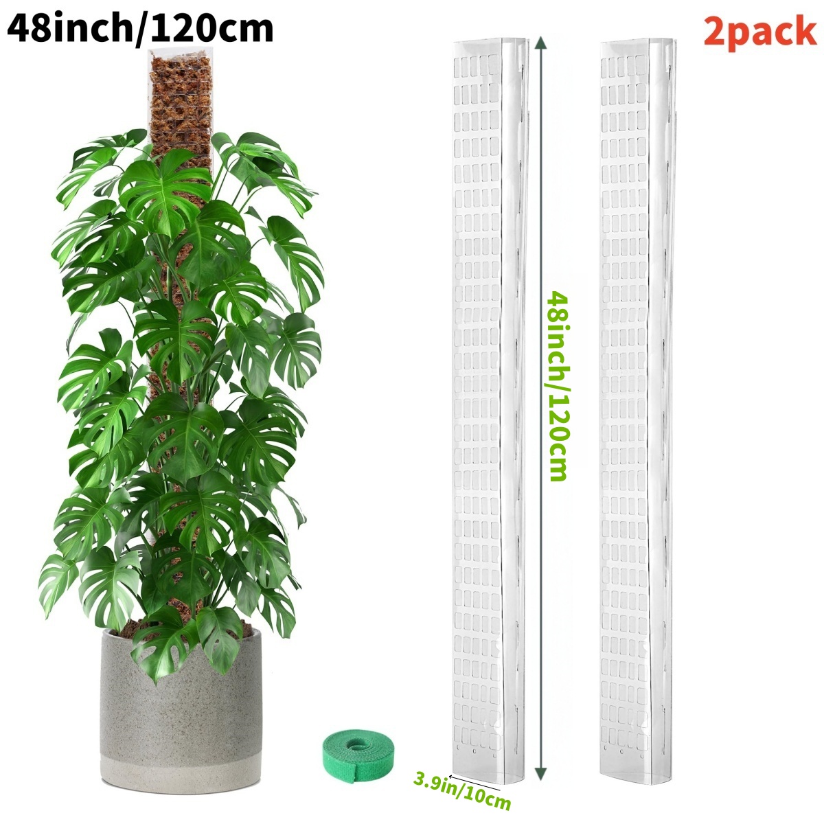Plastic Moss Pole for Plants Monstera,24in/36in/48 inch Plant Poles for Climbing Plants Indoor Plant Support Garden Growth Stake: Brown