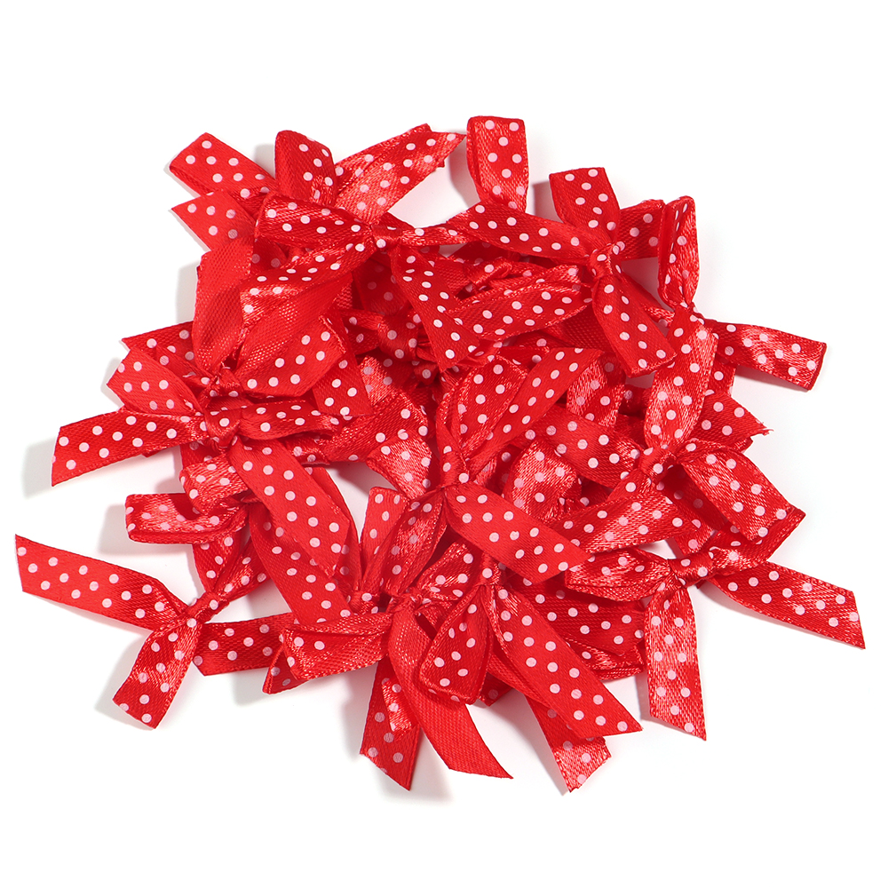 50 teile/los Farbe Polka Punkt Bogen Band Gebunden BöGen für Kleidung Party Dekoration DIY Haarnadel Handwerk Zubehör Materialien: Nickel-Freies Weiß
