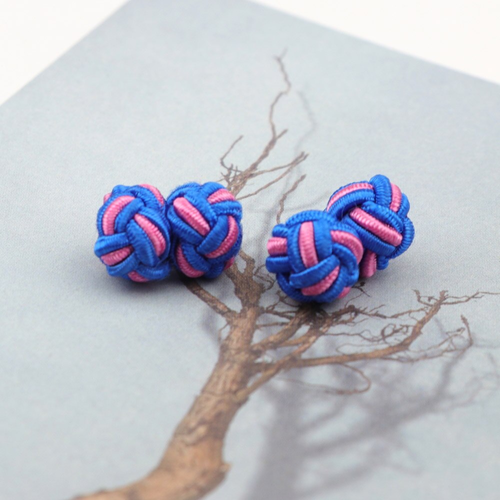 Novità nodi di Seta CufflinksMixed Tre Colori FAI DA TE Intrecciato Handmade Elastico Corda Doppia Sfera Gemelli Per Gli Uomini Regalo NO.1-20: 9