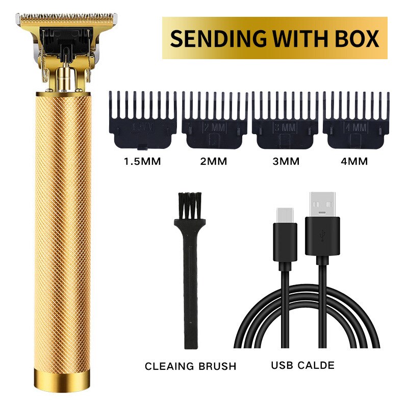 Tondeuse à cheveux pour hommes, rasoir à 0mm, barbier , Machine Rechargeable pour couper la barbe: Or