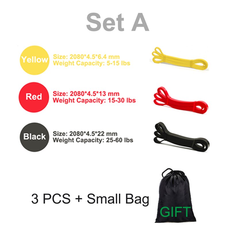 Bandas elásticas de estiramiento para ejercicio, 208cm, asistencia para entrenamiento físico, Pilates, entrenamiento en casa: 3pcs bands Set-A