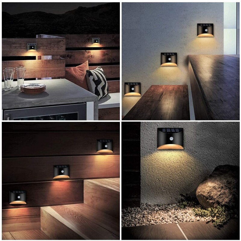 Led Solar Light Outdoor Wandlamp Waterdichte Tuin Wandlamp Voordeur Patio Hek Licht Met Motion Sensor Warm Wit 2Pcs