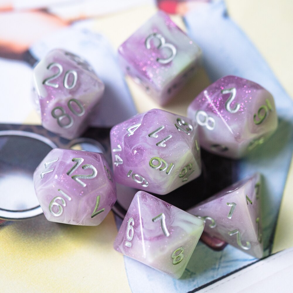 7 stk/sæt sparkle galaxy dnd terninger d&d terninger  d4 d6 d8 d10 d% d12 d20 polyedriske spil terninger sæt til bordspil mtg rpg