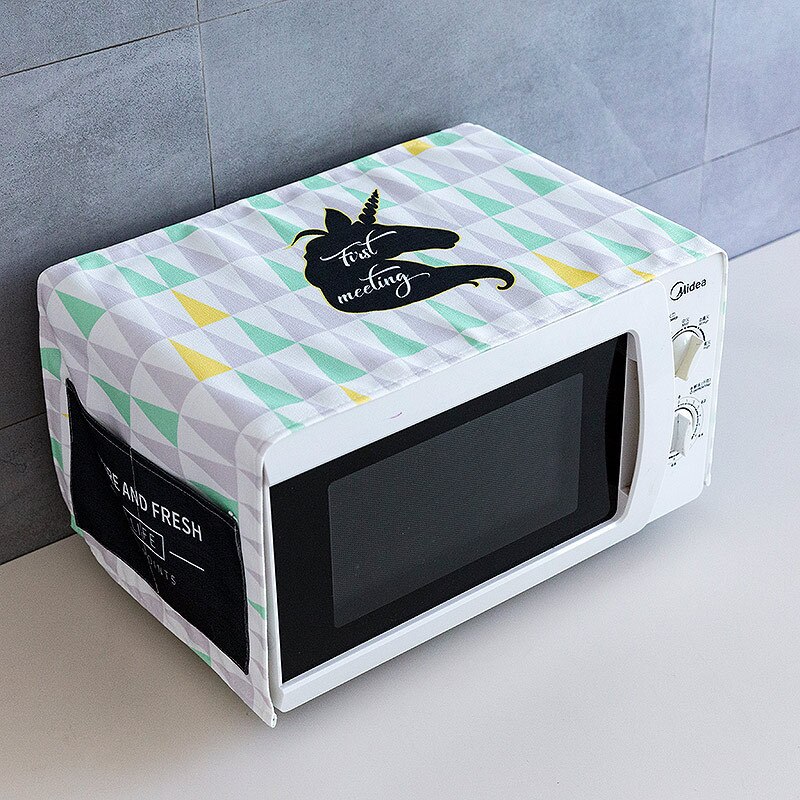 Small Fresh Microwave Oven Cover Waterproof Fabric Dust Cover Rectangular Oven Cover Cloth with Cover Towel: 3