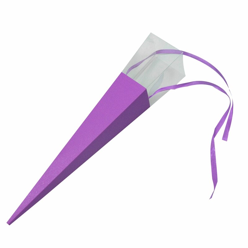 25Pcs Exquisite Flower Box Packing List Rose Holder PVC Triple-cornered Box with Ribbon Florist Supplies: Violet