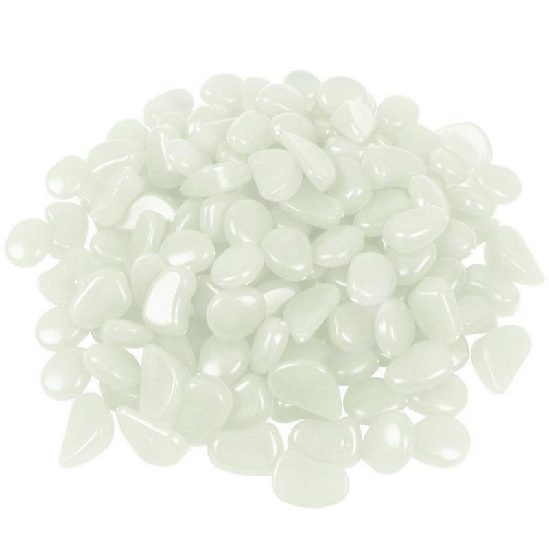 100 stuks tuindecoratie lichtgevende kiezels, lichtgevende stenen, rotsen voor tuinpad, terras, gazondecoratie, lichtgevende stenen: Wit