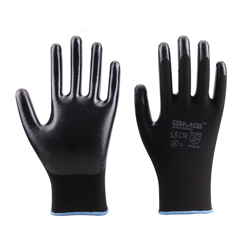 Gmg 6 pairs nitrilo luvas de trabalho segurança jardim mecânico de proteção automontagem pintura impressão bom aperto feminino masculino luvas à prova de óleo: Black-6 Pairs / XXL