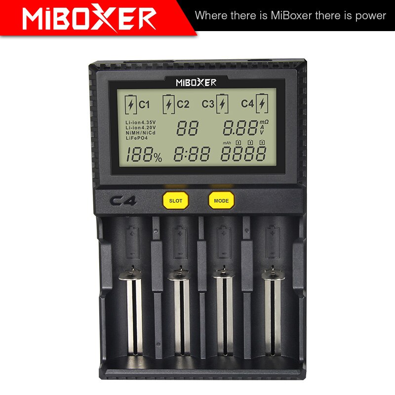 Originele Miboxer C4 Lcd Batterij Lader Voor Li-Ion/Imr/Inr/Icr/LiFePO4 18650 14500 26650 Aaa 3.7 1.2V 1.5V Batterijen Pk VC4