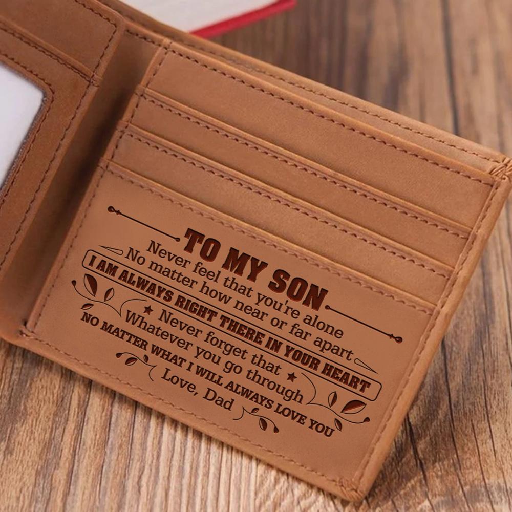 VE1016-1030 DAD TO SON Engraving Wallets Genuine Leather Purse Card Holder Bifold Vintage Birthday From DAD: V E1018