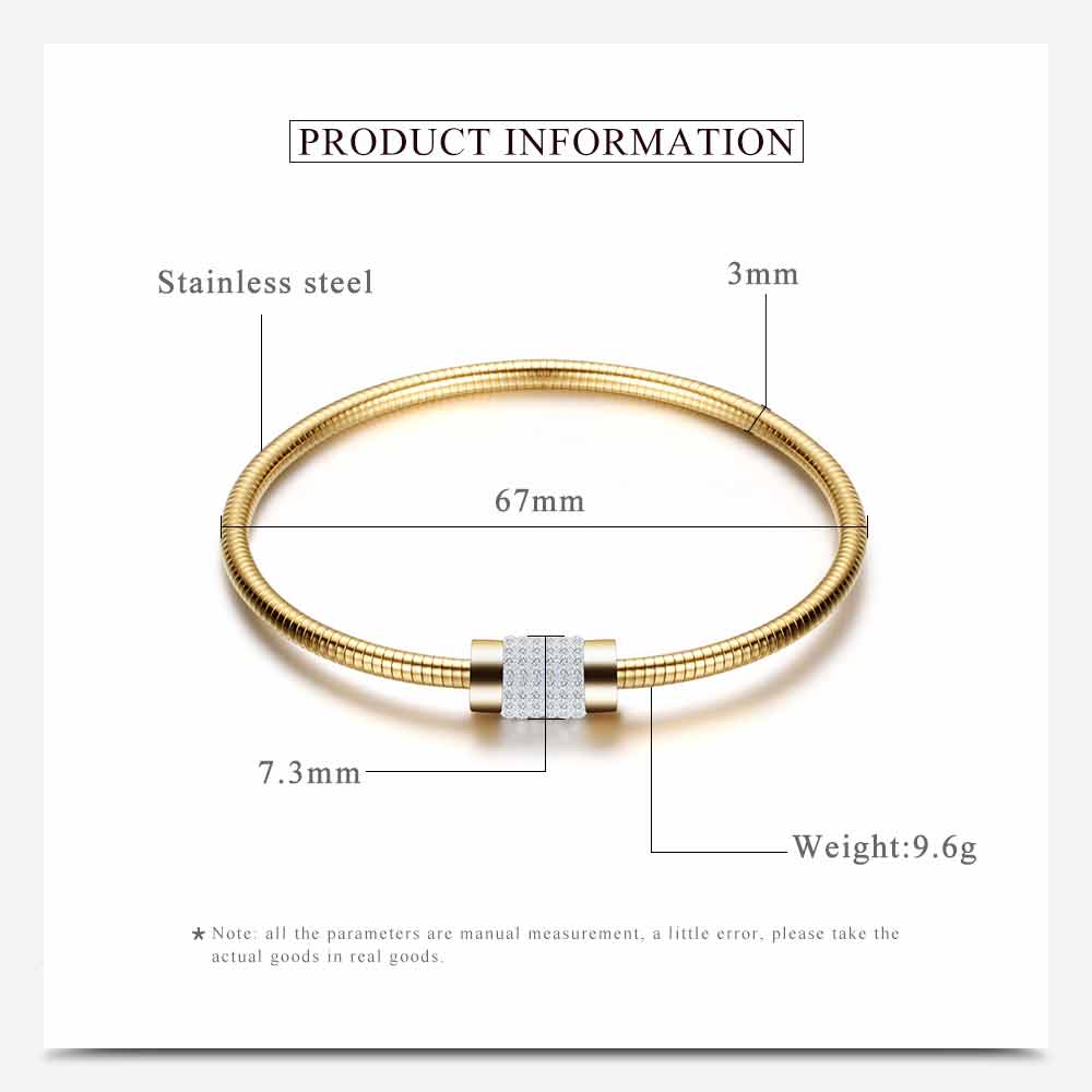 Luksus smykke mærke rosa guld/guld/sølv farve armringe armbånd til kvinder klassisk rustfrit stål cubic zirconia armring