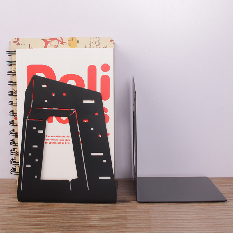 Uitgeholde metalen boekensteunen Zandloperontwerp Metalen boekensteunen voor thuiskantoor Decoratieve boekenstoppers Boekenhouders