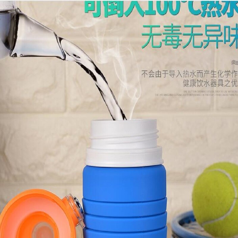 Outdoor travel silicone folding cup telescopic cup large capacity sports kettle mountaineering portable press water bot