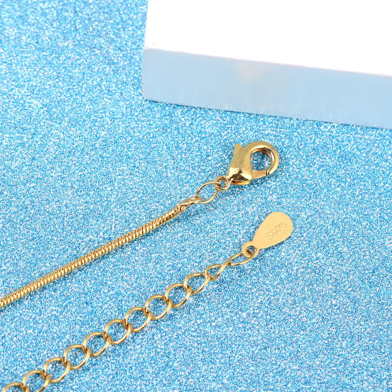 100% 925 sterling silver 24K yellow gold snake chain ladies necklaces jewelry cheap