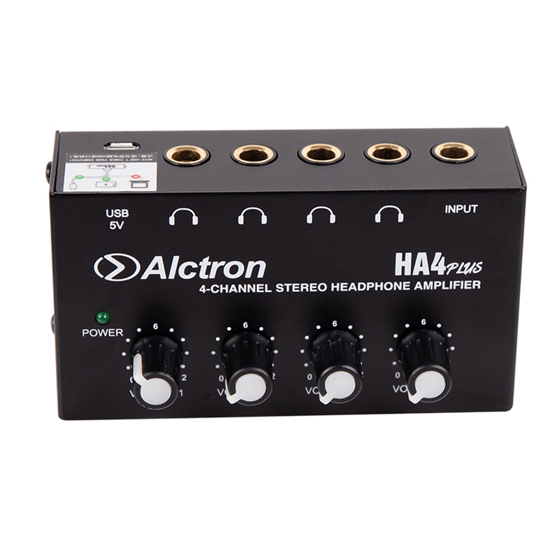 Alctron 4-Channel Portable Stereo Headphone Amplifier Mini Earphone Splitter Amp TRS Headphones Output Jack: Default Title