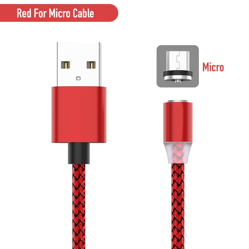 5V2.4A 2M magnetico Micro USB cavo magnete Micro cavo telefono Android cavo di ricarica Nylon per Samsung Galaxy Huawei Honor tablet: Red For Micro / 2M Length