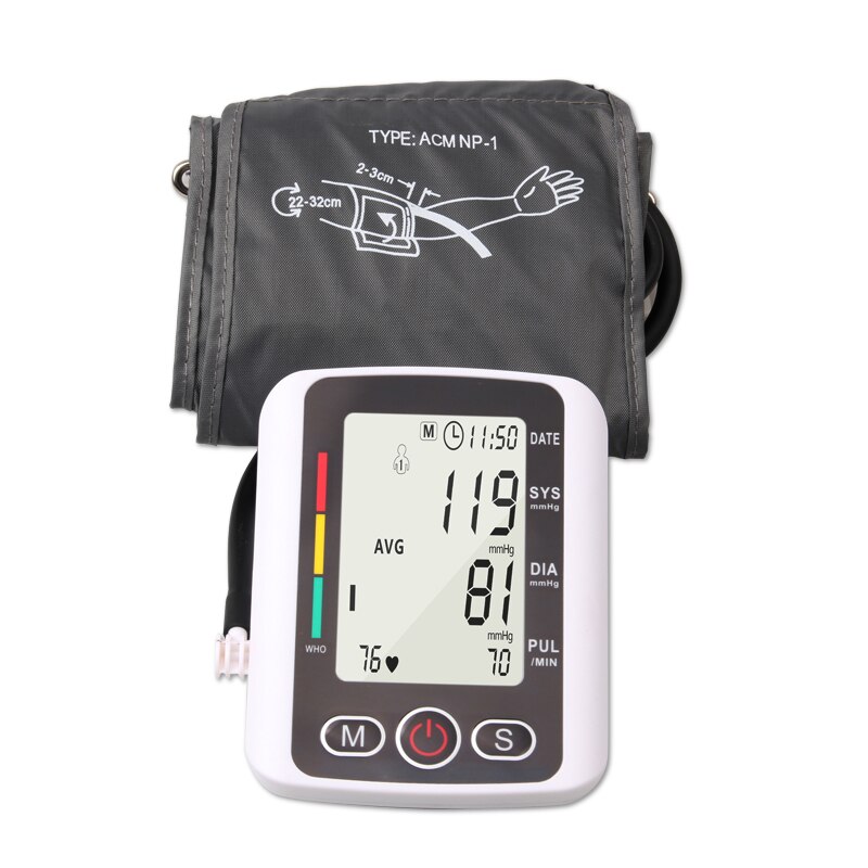 Thuis Bloeddrukmeter Grote Manchet Bovenarm Bloeddrukmeters Automatische Digitale Lcd Medische Bp Hartslagmeter Meter