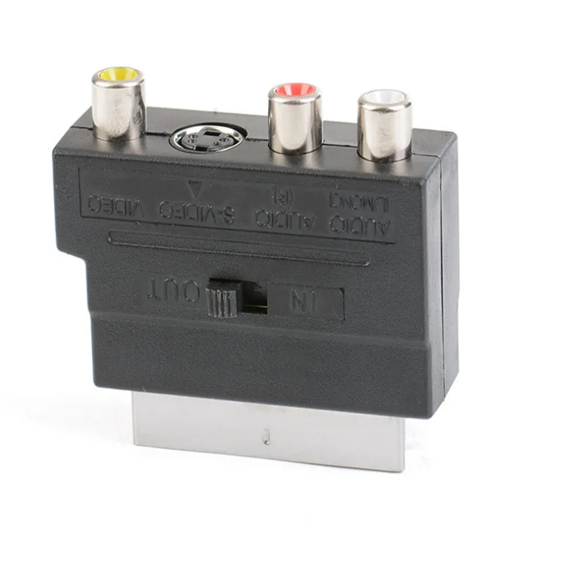 21pin Scart Adapter Av Blok Naar 3 Rca Phono Composiet S-Video Met In/Uit Switch Scart Adapter Av Blok Adapters