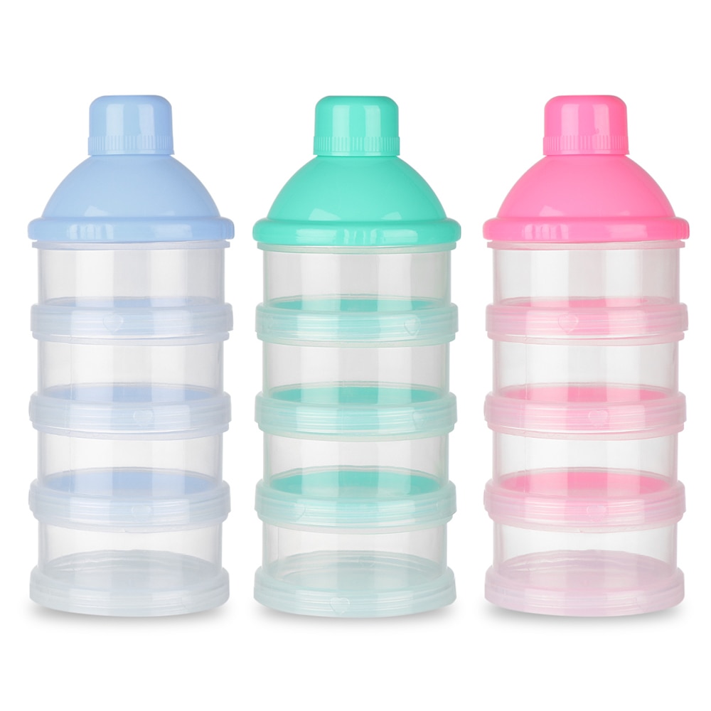 Draagbare Pasgeboren Baby Melkpoeder Dispenser Reizen Kinderen Babyvoeding 4 Lagen Melkpoeder Dispenser Fles Opslag Container