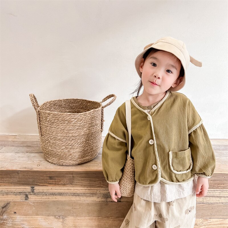 MILANCEL 2022 Spring New Kids Coat Girls Cardigan solido manica lunga ragazzi vestito in cotone lavato