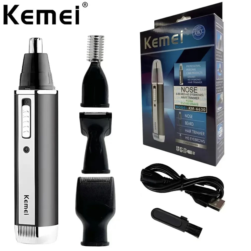 Kemei -6630 neushaartrimmer voor neus- en oorreiniging, oplaadbare neustrimmer, baardtrimmer voor mannen, scheerapparaat, wenkbrauwverzorgingsset: Default Title