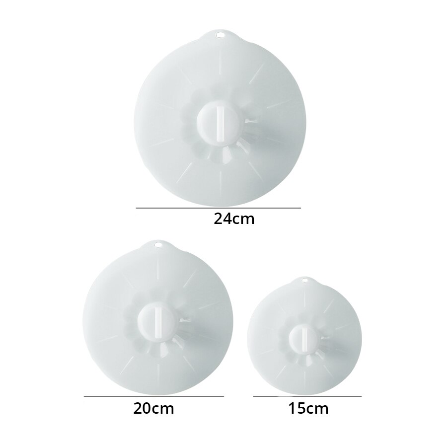 Reusable Silicone Bowl Cover Food Saver Pot Lid Heat Resistant Microwave Cooking Pot Cover Fresh Keeping Cover Kitchen Gadgets: 3pcs White